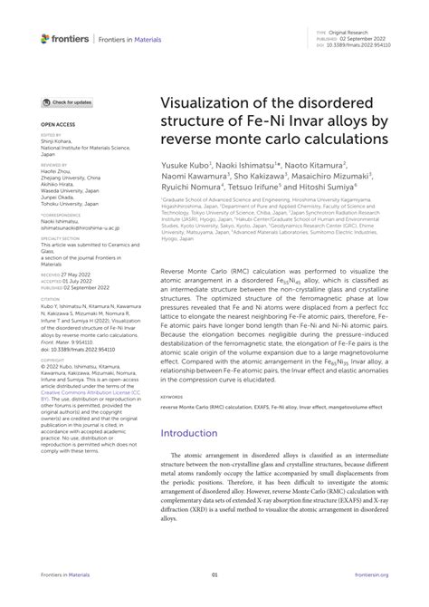 Pdf Visualization Of The Disordered Structure Of Fe Ni Invar Alloys