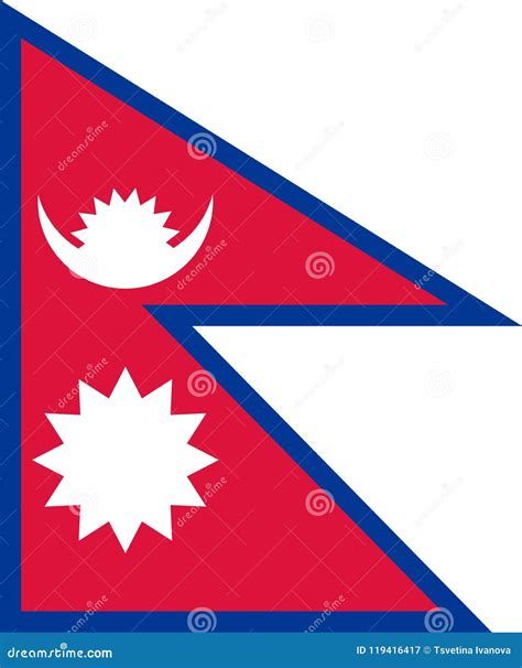 Nepali National Flag Official Flag Of Nepal Accurate Colors Stock