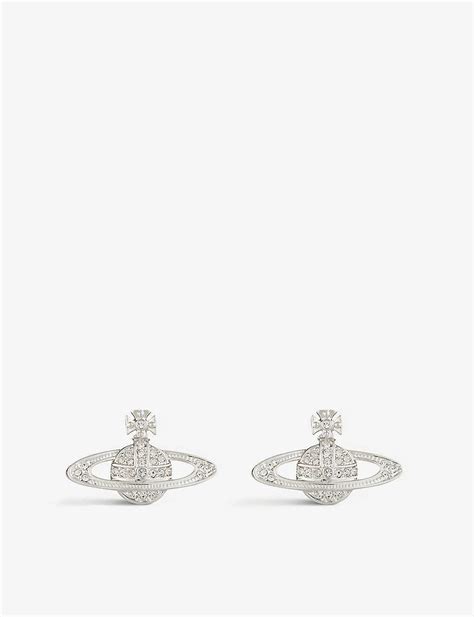 Vivienne Westwood Mayfair Orb Toned Brass Stud Earrings In White