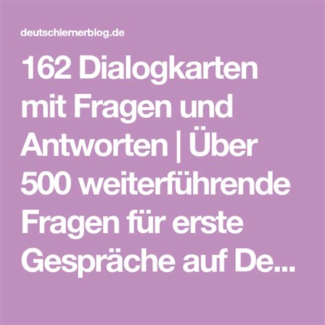 Fragen Und Antworten Dialogkarten A F R Gespr Che Auf Deutsch In