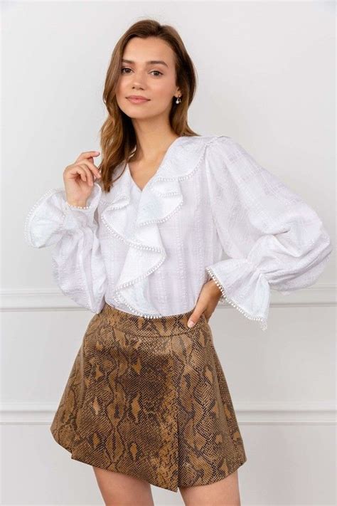 Eleanor White Ruffled Blouse