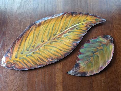 Pair Of Two Amazing Solid Copper Leaves Art Wall Décor Small And Large