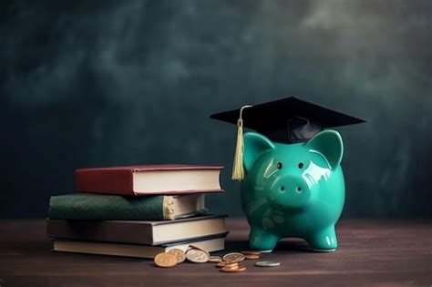 Premium Ai Image A Green Piggy Bank With A Graduation Cap On It Next