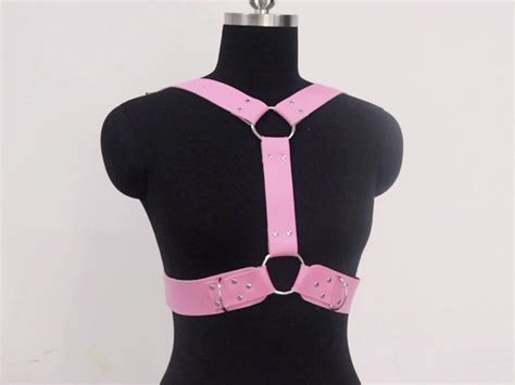 Harnais En Cuir Pu Rose Femmes Lingerie Érotique Corps Bondage Retenue