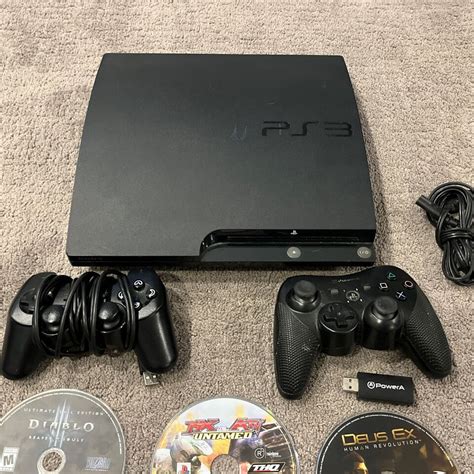 Sony Playstation 3 Slim Ps3 120gb Black Console System With Cords And