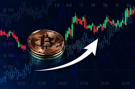 Bitcoin Coins On Trading Graph Of Chart Diagramsymbol Of Electronic
