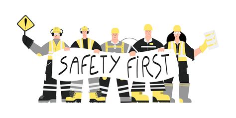 Construction Workers with Safety first sign 2211511 Vector Art at Vecteezy