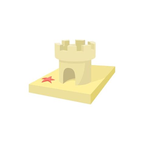 Icono De Castillo De Arena En Estilo De Dibujos Animados Sobre Un Fondo