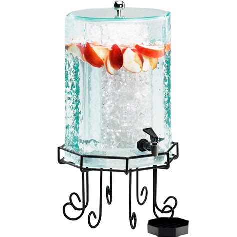 Cal Mil 932 2 Glacier Acrylic 2 Gallon Octagonal Beverage Dispenser With Ice Chamber