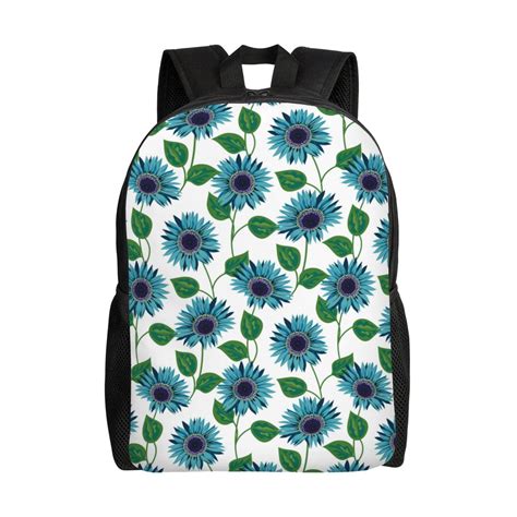 Wukai Blue Sunflowers Travel Laptop Backpack Waterproof Anti Theft