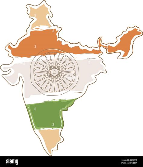 Flag Of India In A Map Sketch Vector Stock Vector Image And Art Alamy