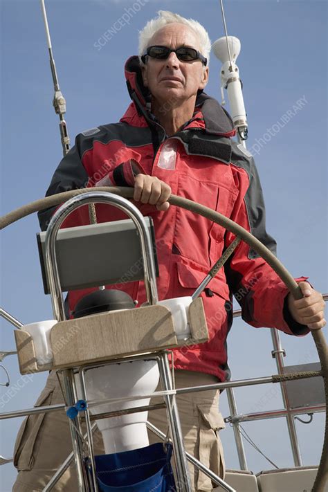 Mature Man Sailing Yacht Stock Image F003 8956 Science Photo Library