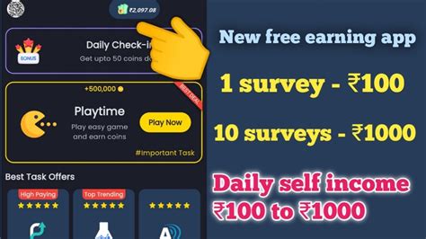 Free UPI Earning App Complete Survey Earn Free Money Daily 1000