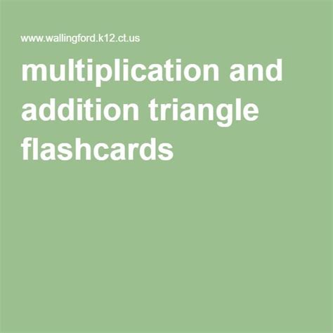 Multiplication and Addition Triangle Flashcards