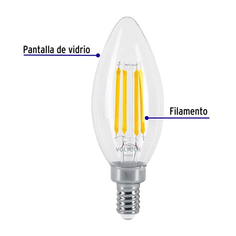 L Mpara Led Tipo Vela W Con Filamento Base E Luz C Lida