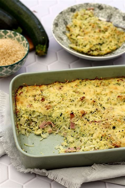 Gratin de riz aux courgettes râpées et jambon Amandine Cooking