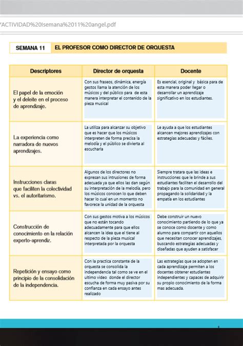 Cuadro Comparativo Del Director De Orquesta Con El Docente