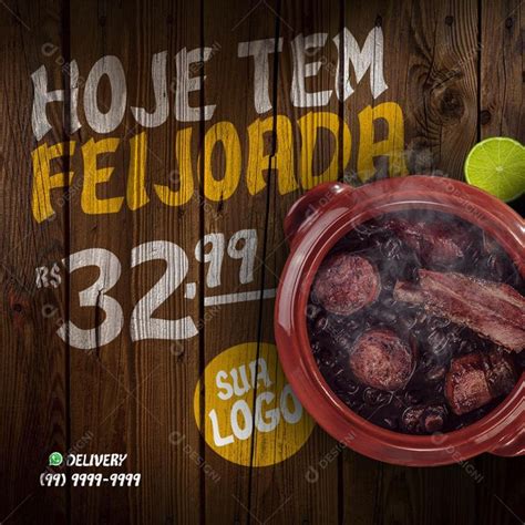 Hoje Tem Feijoada Limão Social Media PSD Editável download