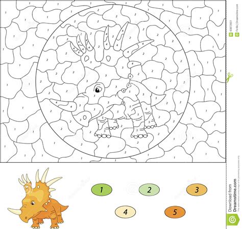 Couleur Par Le Jeu éducatif De Nombre Pour Des Enfants Styracosaurus De