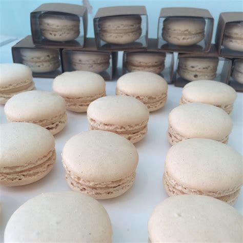 Salted Caramel Macaron Wedding Favours Being Boxed Up Wedding