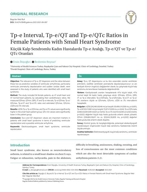 Pdf Tp E Interval Tp Eqt And Tp Eqtc Ratios In Female Patients