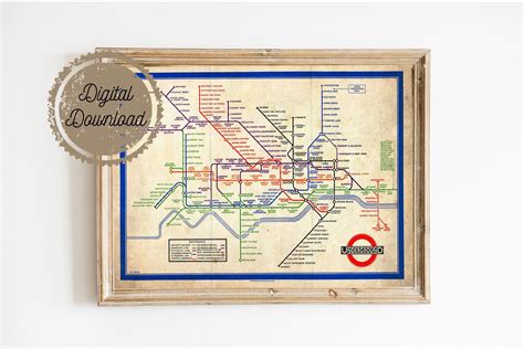 Digital Download London Underground Map Vintage London Art Print Print at Home Vintage Travel ...