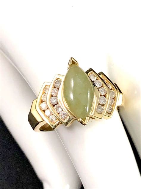 K Solid Yellow Gold Jade Marquise Cabochon Ctw N Gem