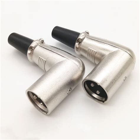 Professional Black Silver XLR Connector Right Angle Female Male Plug