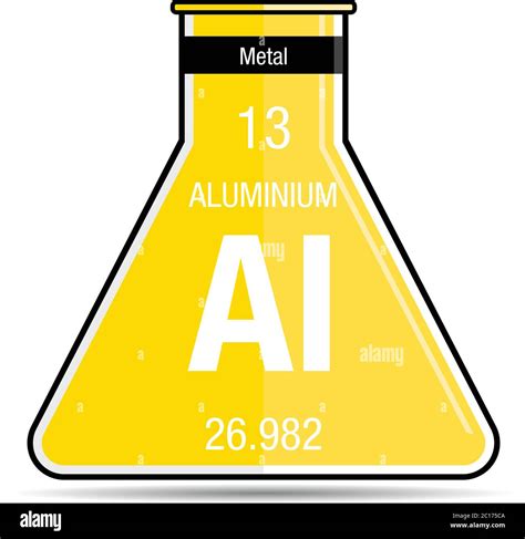 Aluminium Symbol On Chemical Flask Element Number 13 Of The Periodic Table Of The Elements