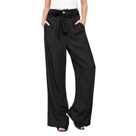 Szxzygs Plus Size Jeans Womens Casual High Waisted Tie Side Plicated