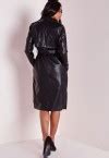 Missguided Faux Leather Trench Coat Black Missguided Lookastic