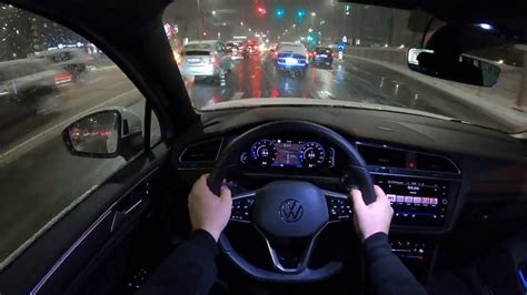 2021 Vw Tiguan R Line 150hp Night Pov Test Drive Winter Time Youtube