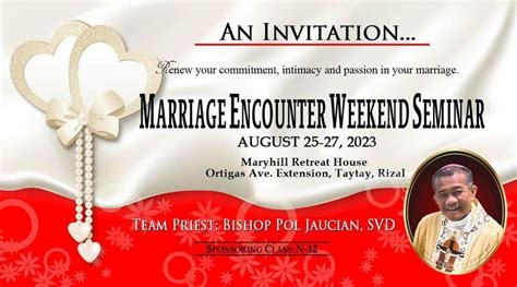Marriage Encounter Weekend Seminar Maryhill Retreat Center Taytay