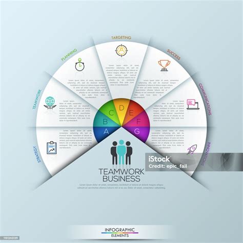 Circular Infographic Design Template With 7 Sectoral Elements Connected