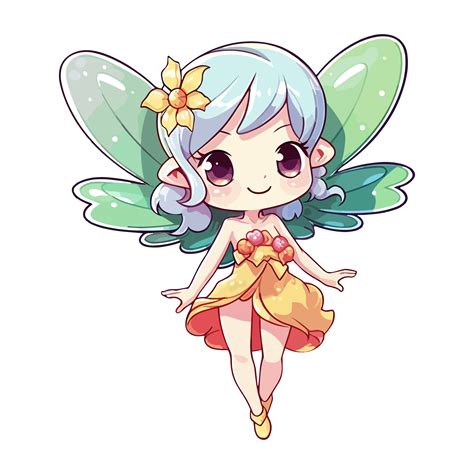 A Cartoon Fairy With A Yellow Dress And A Flower On Her Head Png