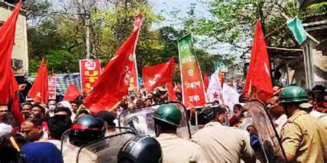 Bankura Left Workers And Police Scuffles During Rally Allegations Of