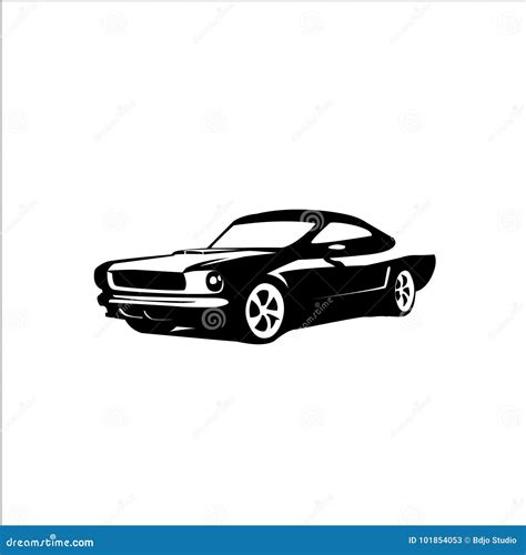 Car Vector Silhouette Mustang Fastback Stock Vector Illustration Of