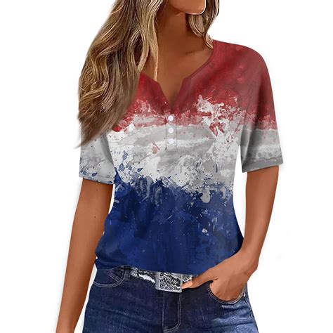 Tqwqt American Flag Shirts Women 4th Of July Shirts Patriotic Shirt Red White Blue Graphic Tops