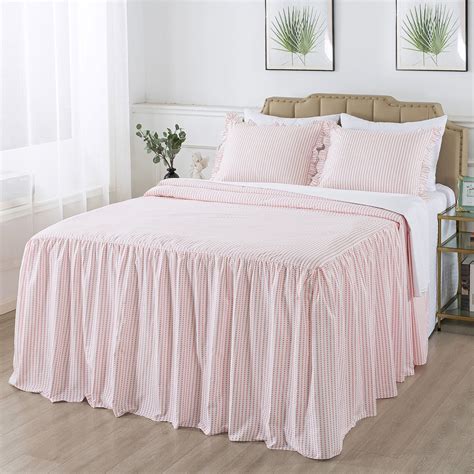 Jml 3 Piece Ruffle Skirt Bedspread Set Queen Size Pink Polka Dot