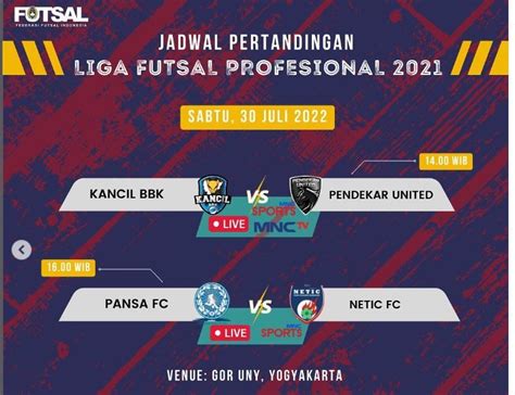 Jadwal Pro Futsal League 2022 Hari Ini 30 Juli 2022 Pendekar United