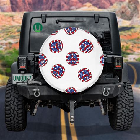 Sign Of Peace With The Flag Of America Pattern Spare Tire Cover Jeep Tire Covers Daymira