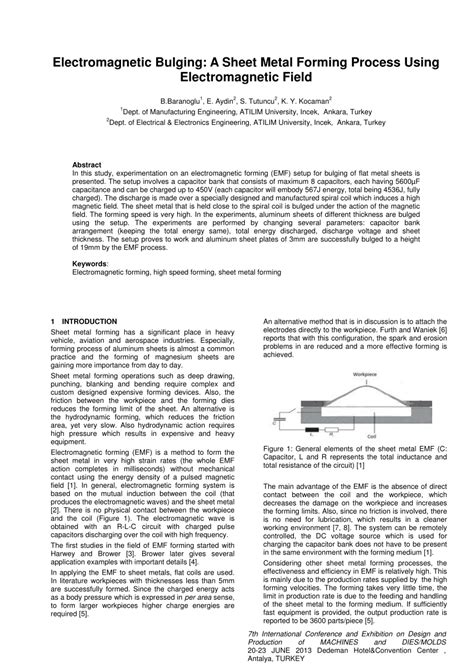 (PDF) Electromagnetic Bulging: A Sheet Metal Forming Process Using Electromagnetic Field