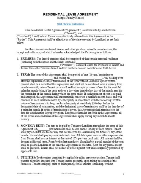 Free Lease Agreement Template For Word Lease Agreement Rental