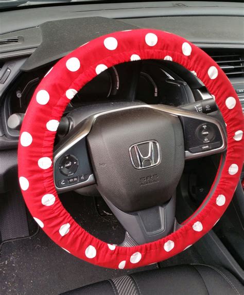 Red Steering Wheel Cover With White Polka Dots Accessories For Women S