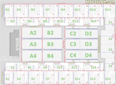 Detailed Seat Numbers Chart Showing Rows And Blocks Layout Wembley Arena London Seating Plan