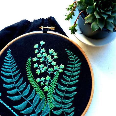 Ferns Botanical Embroidery Kit 7 Hoop Art DIY Home Decor Etsy