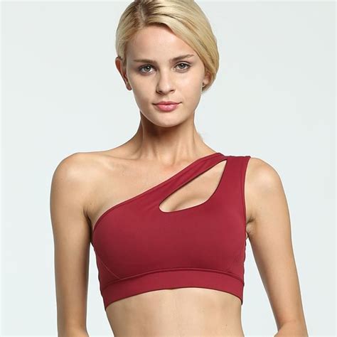 One Shoulder Yoga Bra Top Available In Black Blue Pink Purple Wine