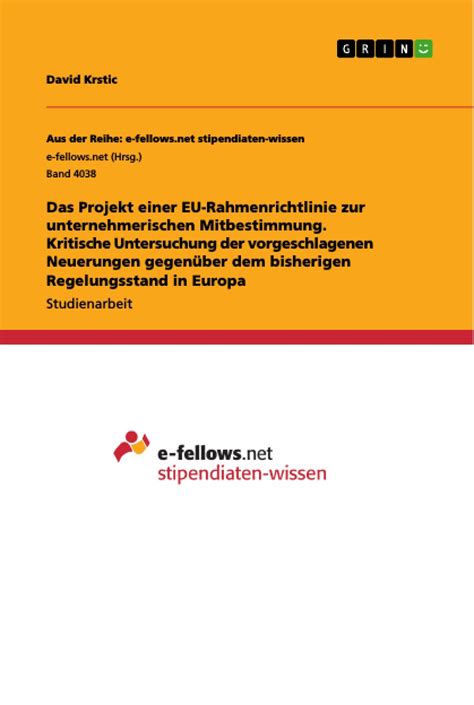 Das Projekt Einer Eu Rahmenrichtlinie Zur Unternehmerischen