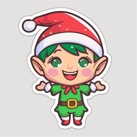 Premium Vector Christmas Elf Cartoon Sticker Xmas Santa Elf Stickers