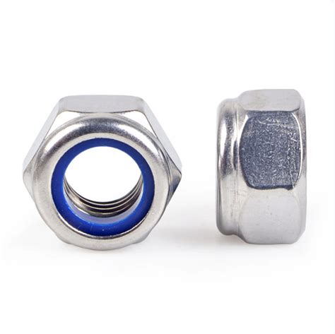 M3 M20 Hex Head Nuts Nylon Lock Blue White Zinc Low Carbon Steel Din